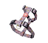 DUKIER - Classic Dog Harness, Anti-Pull Vest, Adjustable H-Shape for Pets, Certified, with 4-Point Safety Buckle, Flower Power Design with Double-Sided Print, Size S