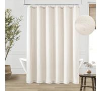 DUKIYO 90 Inch Shower Curtain Linen Neutral Extra Long Shower Curtain for Bathroom Bath Drapes Earth Tone Boho Shabby Chic Country Rustic Cloth Drapes Bathroom Decor, Cream Colored Ivory, 72x90