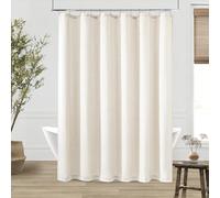 DUKIYO Cream Linen Shower Curtain for Bathroom Water Repellent 72x80 Inch | Neutral Luxury, Extra Long Shower Curtain 80 Inches Long, Cloth Fabric, Hotel Bathtub Drapes, with Hooks Set, Ivory Birch