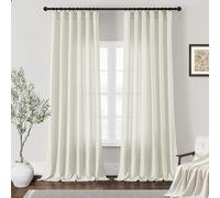 DUKIYO Linen Cream Curtains 108 Inches Long 2 Panles Set for Living Room Farmhouse Ivory Semi Sheer 108 Inch Window Curtains 2 Panels for Bedroom Ceiling to Floor Light Filtering Rod Pocket Hook Belt