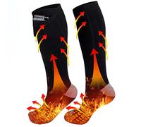 DUKUSEEK Electric Heated Socks, Battery Powered Heating Socks for Chronically Cold Feet Motorcycle Hunting Camping Hiking Climbing Ice Fishing Skiing Neuropathy Diabetic, Men Women L
