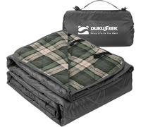 DUKUSEEK Large Outdoor Waterproof Blanket, Warm Fleece Blanket with Hood Windproof for Cold Weather, Camping Stadium, Beaches, Picnics, Dogs, Car (Black Blue Plaid)