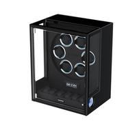 DUKWIN Automatic Watch Winder for 6 Watches with Fingerprint Unlcok RGB Light Watch Winder with 6 Extra Storage Space, LCD Touchscreen Control, Ultra-Quiet Japanese Motors