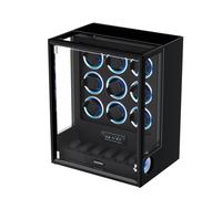 DUKWIN Automatic Watch Winder for 9 Watches with Fingerprint Unlcok RGB Light Watch Winder with 6 Extra Storage Space, LCD Touchscreen Control, Ultra-Quiet Japanese Motors