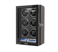 DUKWIN Key Lock Watch Winder for 6 Automatic Watches with LCD Screen, White LED Light, Adjustable Watch Pillow and Supper Quiet Motor for Watch Lovers