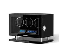 DUKWIN Watch Winde for 3 Watches Fingerprint Lock Automatic Watch Winder with LCD Remote Control, Blue LED Light, Japanese Quiet Motor