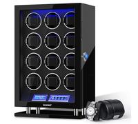 DUKWIN Watch Winder for 12 Watches Fingerprint Lock and Leather Watch Roll for 1