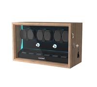 DUKWIN Watch Winder for 6/8 Automatic Watches, Lockable Automatic Winders with Extra 6/4 Watch Storages, 4 Rotation Modes, Flexible Watch Pillows, Quiet Mabuchi Motor and Blue Backlight