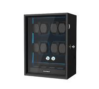 DUKWIN Watch Winder for 6/8 Automatic Watches, Lockable Automatic Winders with Extra 6/4 Watch Storages, 4 Rotation Modes, Flexible Watch Pillows, Quiet Mabuchi Motor and Blue Backlight