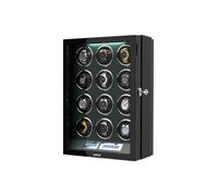 DUKWIN Watch Winder for 6/9/12 Automatic Watches with Key Lock, LCD Screen, Remote Control, LED Light, Adjustable Watch Pillow and Supper Quiet Motor for Universal Watches, Green DK0 for 12