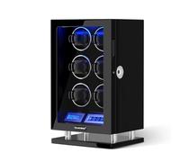 DUKWIN Watch Winder for 6 Watches Fingerprint Lock Automatic Watch Winder with LCD Remote Control, Blue LED Light, Japanese Quiet Motor