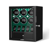 DUKWIN Watch Winder for 8 Automatic Watches, Lockable,6 Watch Storage Places and Jewelry Storage, Super Quiet Mabuchi Motor, Green Watch Winders for 6 Watches
