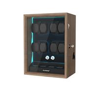 DUKWIN Watch Winder for 8 Automatic Watches, Lockable Automatic Winders with Extra 4 Watch Spaces, 4 Rotation Modes, Flexible Pillows, Quiet Motor and Blue Backlight