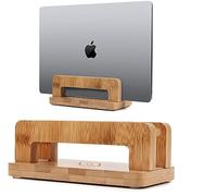 Duky Vertical Laptop Stand Holder, Desktop Wooden Bamboo Stand for MacBook with Adjustable Dock Size, Fits All MacBook, Surface, Chromebook and Gaming Laptops (Up to 17.3 inches) IPad, Tablets