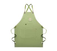 Dulabi Apron, Adjustable Chef Apron for Women and Men with Large Pockets, Cooking Kitchen Apron with Back Straps, Green, Large