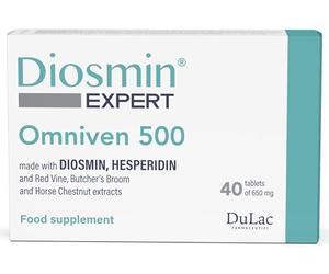 Dulac - Diosmin Omniven 500, Food Supplement for Leg Support Circulation, 40 Tablets, for Heavy and Tired Legs, Helps Improve Blood Flow, with Diosmin and Hesperidin, Made in Italy
