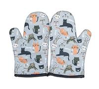 Dulau Anti-Heat Oven Gloves, Cotton Non-Slip Kitchen Gloves, Thickening Cooking Gloves/Mitts for Oven, Pots, Kitchen Essentials