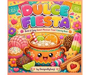 Dulce Fiesta: Bold and Easy Mexican Treats Coloring Book Featuring Cute Sweets, Desserts, Candy, and Drinks for Adults and Teens