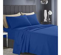 Dulce Lino Easycare & Long Lasting Pollycotton Flat Sheet (Royal Blue Single)