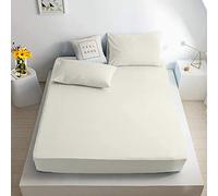 Dulce Lino Extra Deep 16"(40cm) Non Iron Percale Pollycotton Fitted Sheet (Cream, Single)