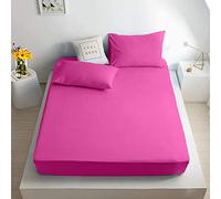 Dulce Lino Extra Deep 16"(40cm) Non Iron Percale Pollycotton Fitted Sheet (Fushia, King)