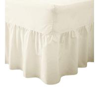 Dulce Lino Plain Dyed Poly Cotton Easy Care Fitted Frilled Valance Bed Sheet in 18 Colours ..(KING CREAM)