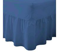 Dulce Lino Plain Dyed Poly Cotton Easy Care Fitted Frilled Valance Bed Sheet in 18 Colours .(KING MID BLUE)
