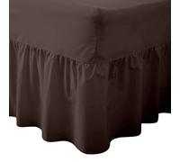 Dulce Lino Plain Dyed Poly Cotton Easy Care Fitted Frilled Valance Bed Sheet in 18 Colours .(SMALL DOUBLE 4FT BROWN)