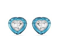 Swarovski Dulcis clip earrings, Heart cut, Pavé, Heart, Blue, Rhodium plated