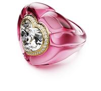 Swarovski Dulcis cocktail ring, Heart cut, Pavé, Heart, Pink, 58