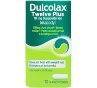 Dulcolax Twelve Plus 10mg Bisacodyl Suppositories 12 Pack