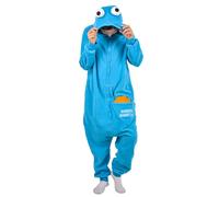 Duledule Cookie Monster Onesie Costume Relaxo Jumpsuit Sesame Street Pyjamas Animal Adult Pyjamas Christmas Carnival Halloween, blue, M