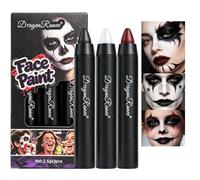 Dulele 3 Pcs Halloween Black Lipstick Set Bold Matte Vampire Lip Crayon | White Lipstick, Cosplay Cosmetic, Waterproof Smudge-proof, Goth Costume Makeup
