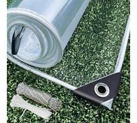 Dulepax Clear Tarpaulin Waterproof Heavy Duty 450 g/m² Clear PVC Tarp Cover with Eyelets Windproof Tear Resistant for Garden, Gazebo, Patio Enclosure With Cable Ties (2x2.5m)