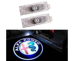 Duleutgnu Set of 2 Entry Lighting Car Door Logo Projection Welcome Ghost Shadow Decorative Lights 3D Emblem Lamp Glass Lens for Alfa Romeo No Fading