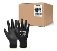 DULFINE - Ultra Thin PU Coated Work Gloves, 60 Pairs, Excellent Grip, Black PU Coated Safety Work Gloves, Wrist Cuffs, Ideal