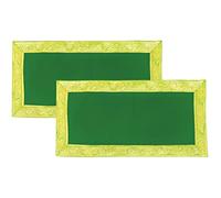 Dulhan 2 pc 10 x 20 inch Long Green Velvet Pooja Cloth Aasan for Mandir, Temple Plain Altar Cloth with Golden Border Chowki aasan Kapda for god Idol Size (10"x20" in) Pack of 2 puja Decoration mat
