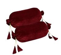Dulhan Creations Soft and Bright, Solid Color Velvet Bolster Covers Set of 2 (16 X 32, Burgundy Maroon)