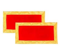 Dulhan Velvet Pooja Cloth Aasan for Mandir, Temple Altar Cloth with Golden Border Color (Red) Size (10 * 20 in) Pack of 2