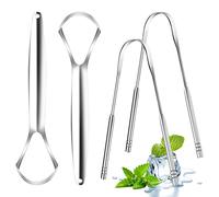 DULKET 4 Pcs Tongue Scraper Stainless Steel Tongue Scraper Double-Sided Tongue Scraper for Oral Hygiene and Breath Freshening, Easy to Use and Clean.