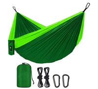 DULKET Camping Hammock Portable Ultralight Travel Hammocks Breathable Nylon with 5 FT Tree Straps for Outdoor Camping Hiking Backpacking Indoor Garden （150kg Capacity） (Green)