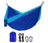 DULKET Camping Hammock Portable Ultralight Travel Hammocks Breathable Nylon with 5 FT Tree Straps for Outdoor Camping Hiking Backpacking Indoor Garden （150kg Capacity） (Blue)
