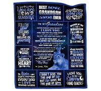 Dulkjio Grandson Gifts from Grandma Grandpa, Grandson Birthday Gifts, Gifts for Grandson Blanket, Grandson Gifts from Grandparents, Graduation Gifts Ideas for Grandson Throw Blanket 50"X60"