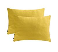 Dull Yellow Satin Lumbar Cushion Covers 30x40 cm, Pack of 2 Solid Plain Luxury Accent Cushion Cover for Sofa, Couch, Bed, Living Room, Bedroom & Modern Home Décor - Dull Yellow Slub Satin