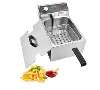 DULNICE 6L Commercial Deep Fat Fryer,3000W Stainless Steel Electric Deep Fryer With Basket&Lid Temperature Control 60-200°C Fast Heating Easy Clean Chip Fryer for Kitchen & Restaurant Use