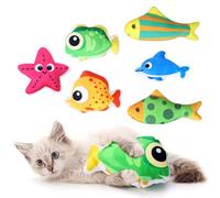 Dulov Cat Catnip Toys, 6-Pack Catnip Fish Toys for Cats, Interactive Plush Chew Toys for Kittens, Teeth Cleaning & Play
