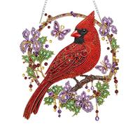 Dulov Christmas Iris Cardinal 2D Diamond Art Pendant 9.45x9.45 Inch