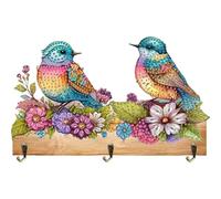 Dulov Diamond Art Kits for Adults, DIY Diamond Painting Key Holder for Wall Hooks for Hanging Keys, Sunglasses, Bag (Bird)