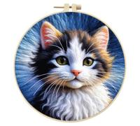 Dulov DIY Needle Felting Wool Painting Animal Series Kit 20cm Hoop