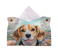 Dulov Dog DIY PU Diamond Painting Tissue Box Kit Desktop Tissue Holder with Rhinestone Diamond Desk Decorative Tissue Box for Adults Desktop Storage Organizer
